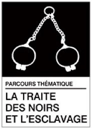 logo avec des entraves et un sous titre parcours thématique la traite des Noirs et l'esclavage